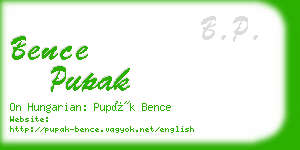 bence pupak business card